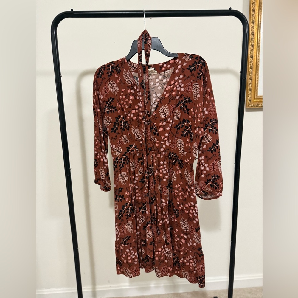 Mimi Maternity Brown Floral Dress